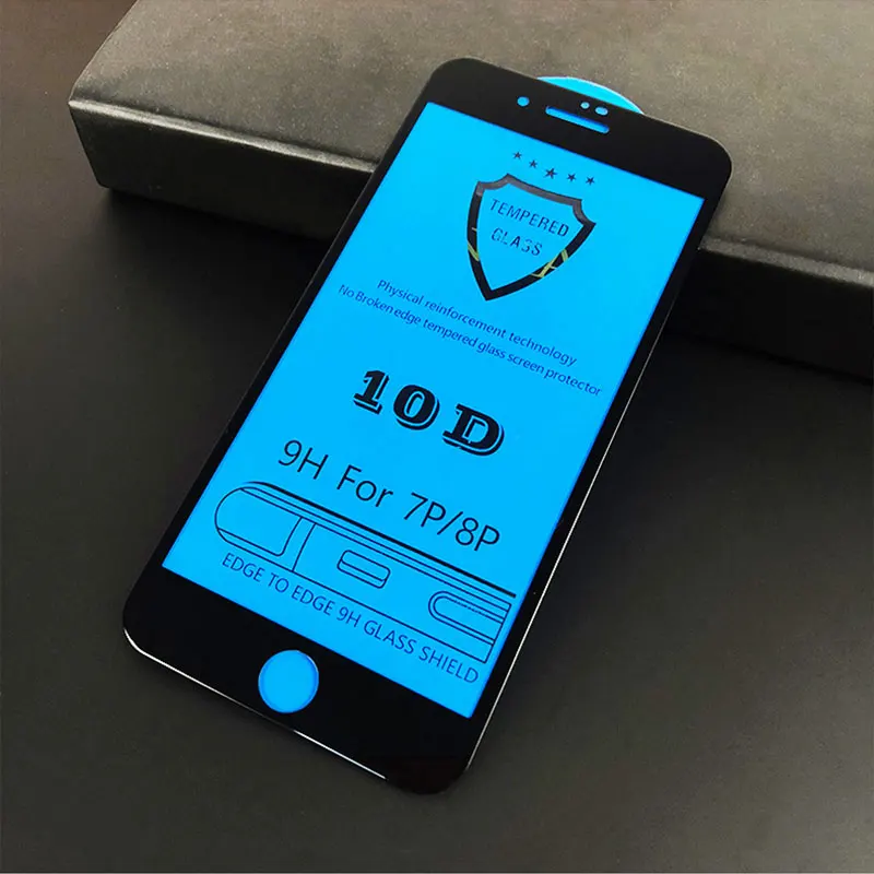 10D полное покрытие закаленное стекло протектор экрана для iPhone 6 6s 7 8 Plus X XR XS Max