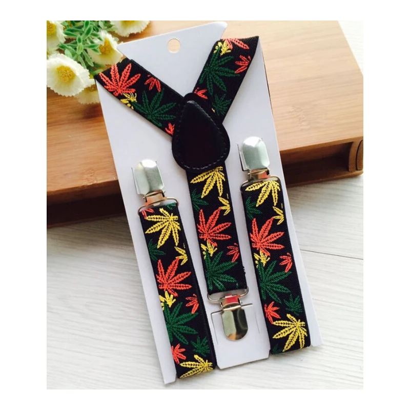 

Kids Boys Girls Children Toddlers Y-Back Elastic Metal Clips Braces Black With Maple leaf Adjustable Party Suspenders YHH0009