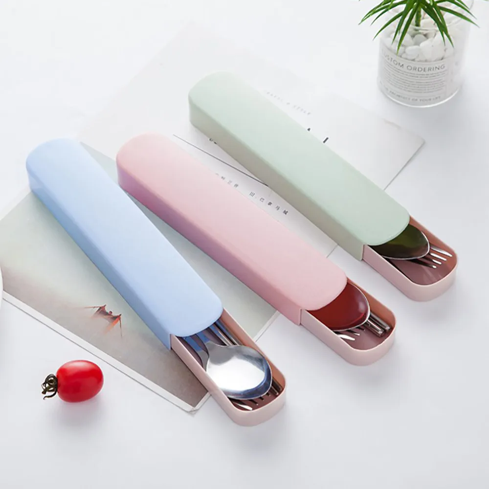 

100% Brand New And High Quality Stainless Steel Chopsticks Spoon Tableware 3pcs Set For Children Student