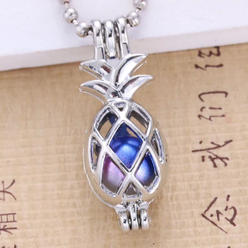 

6pcs Silver pineapple Pearl Cage Jewelry Making Bead Cage Pendant Essential Oil Diffuser Locket For Oyster Pearl Fun gifts