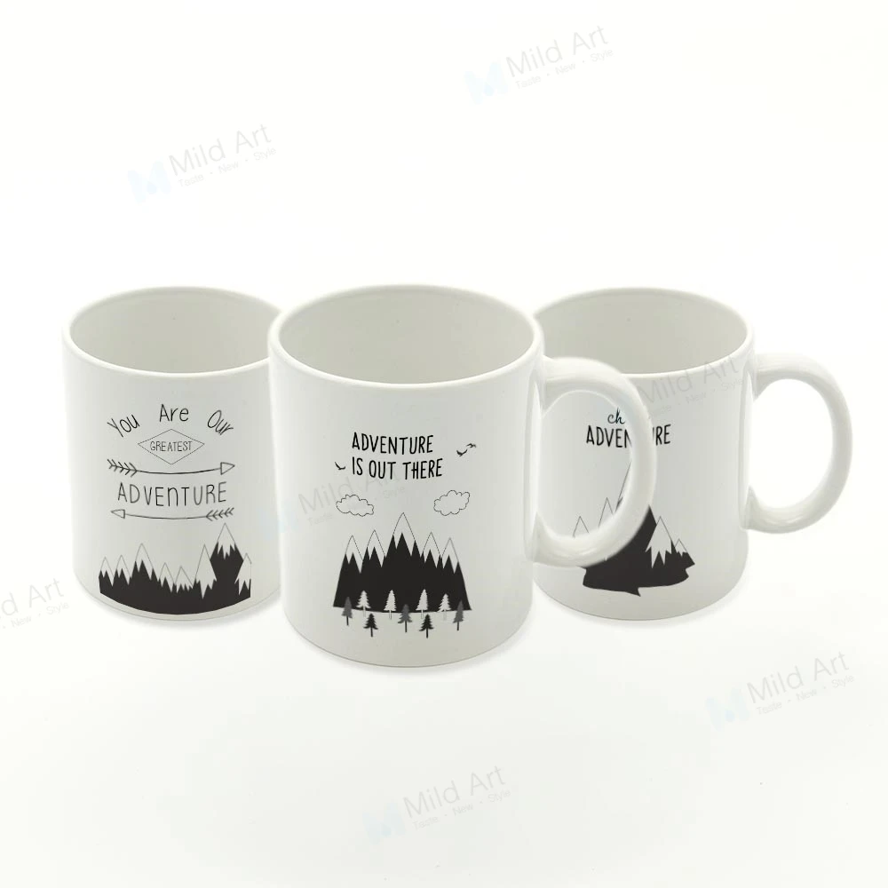 

Black and White Mountain Motivational Quotes Adventure Nordic Kitchen Ceramic Water Cups Creative Gifts Coffee Tea Beer Mugs Set