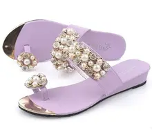 Size 4 8 Pink Summer Sandals Slides font b Women b font Shoes Beading Lavender font