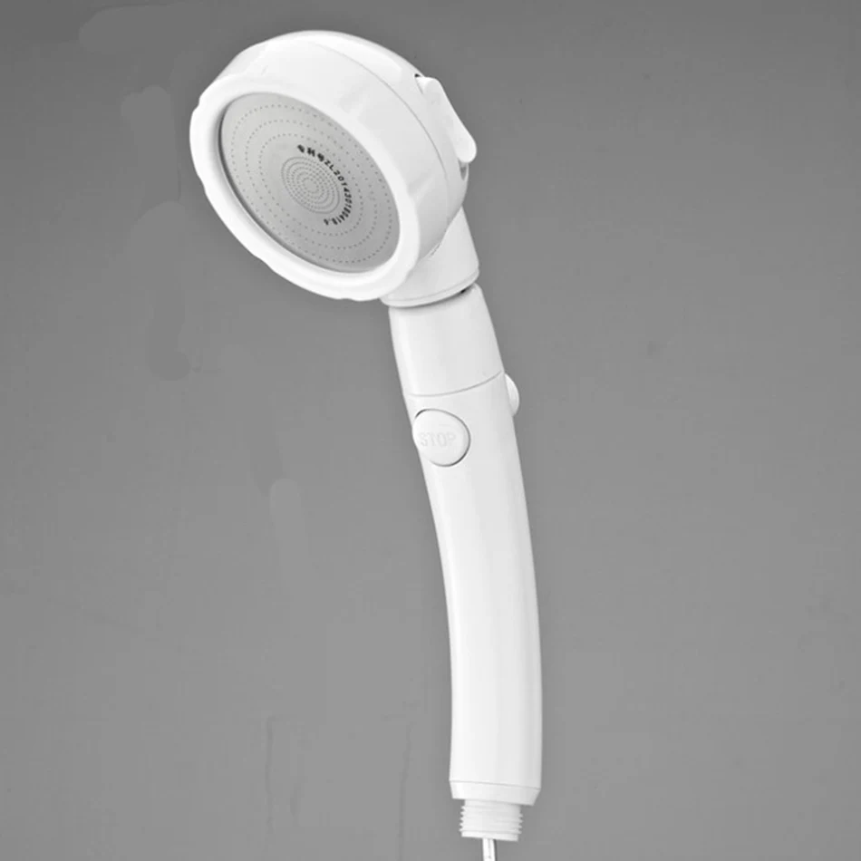 ABS пластиковая водосберегающая душевая головка s трехрежимная душевая головка водяное давление повышающая душевая головка с кнопкой управления водой - Цвет: Plating white