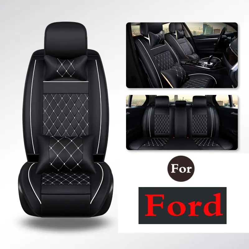 

Car Seat Cover Cushions PU Leather Front back Rear Full Set For Ford Focus Mondeo Kuga Edge Escor Fiesta Ecosport
