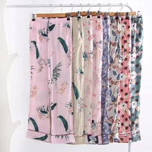 Женские пижамные штаны вискоза, хлопок пижамные штаны для женщин домашние штаны летние пижамы с принтом длинные штаны для отдыха