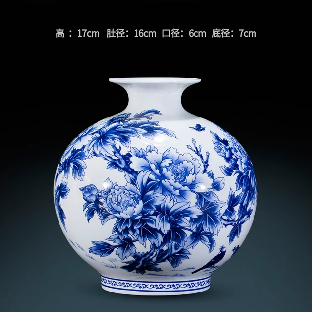 Elegant Jingdezhen Blue and White Porcelain Vases Fine Bone China Vase Peony Decorated High Quality Ceramic Vase 3
