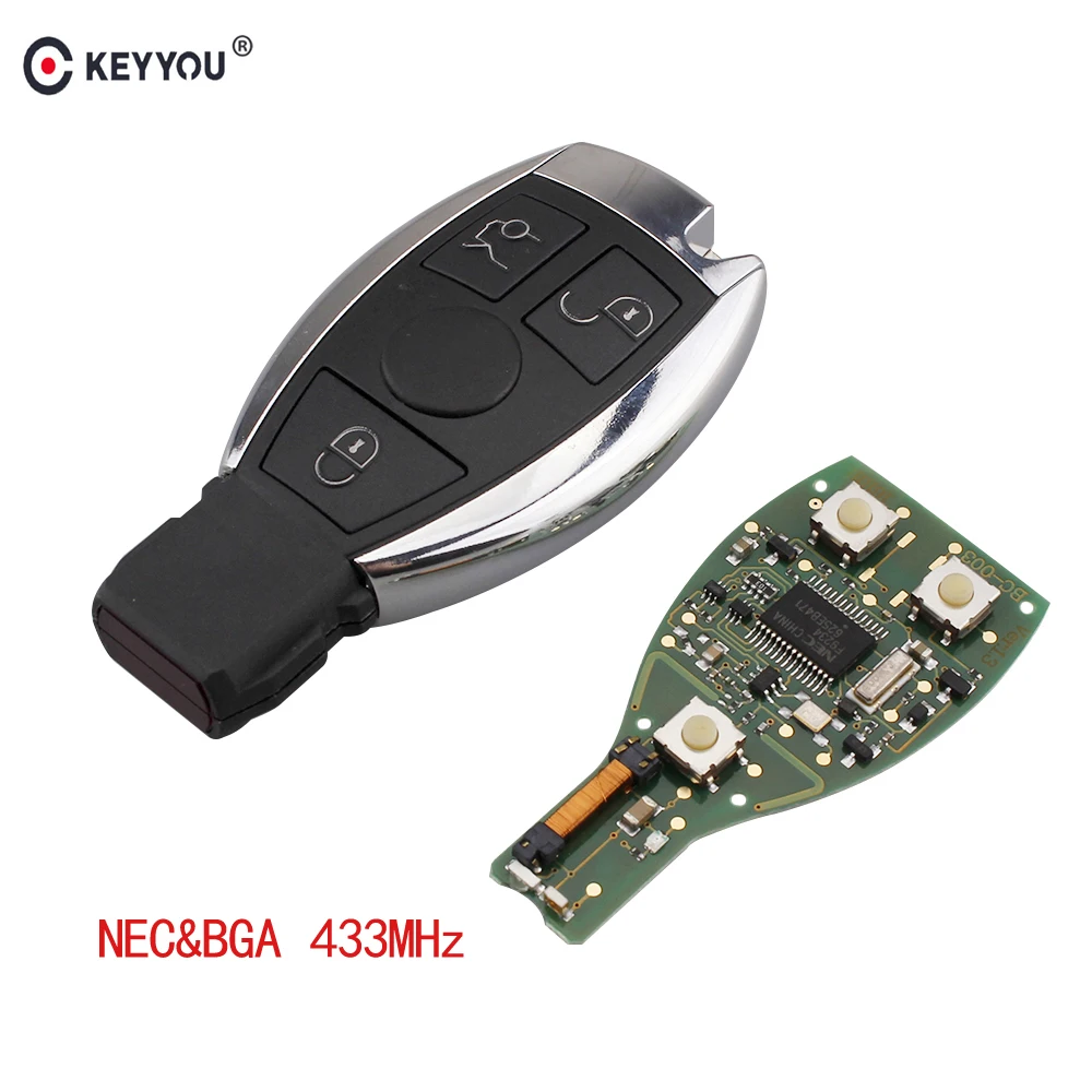 KEYYOU 433MHZ Remote Car Key Fob Case 3 Buttons Remote Car Key Shell Key For Mercedes Benz year 2000+ NEC&BGA Control KEYYOU 433MHZ Remote Car Key Fob Case 3 Buttons Remote Car Key Shell Key For Mercedes Benz year 2000+ NEC&BGA Control