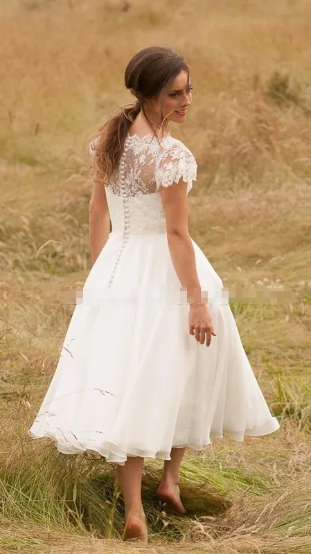 Short-Wedding-Dress-2016-Ball-Gown-Bateau-Tea-Length-Lace-Bridal-Dresses-vestido-de-noiva-de (1)