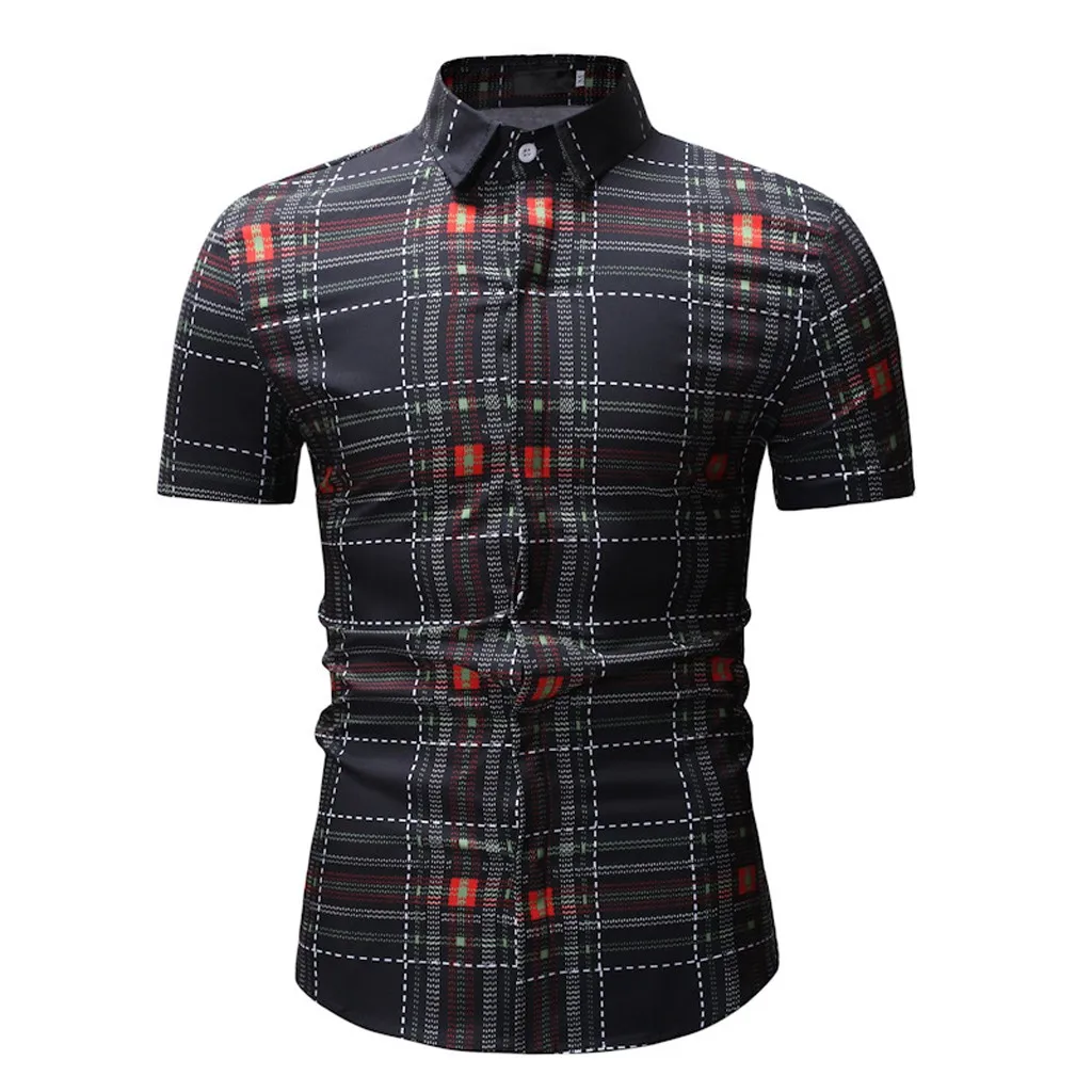 FeiTong Весна рубашка Для мужчин мода печатных Повседневное короткий рукав рубашки Slim Fit Для мужчин s Костюмы 2019 гавайская рубашка для Для