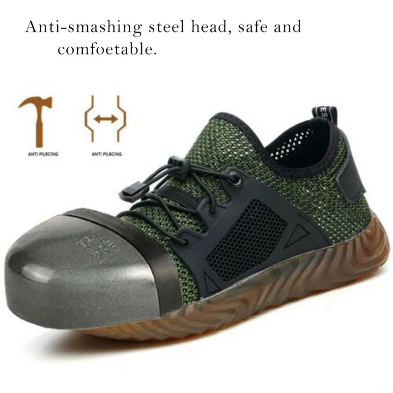 HEFLASHOR/неразъемная обувь Райдера для мужчин и женщин со стальным носком; воздухозащитные ботинки; прокалывающиеся рабочие кроссовки; дышащая обувь