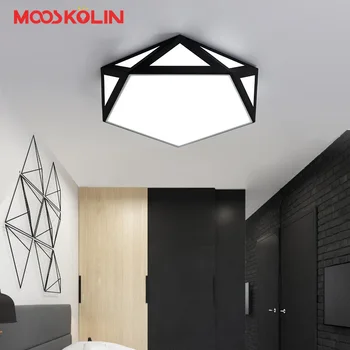 

New Modern Black/White LED Ceiling Chandeliers For Living Room Bedroom Hallway Iron Polygon Led Chandeliers Lighting Lampadas