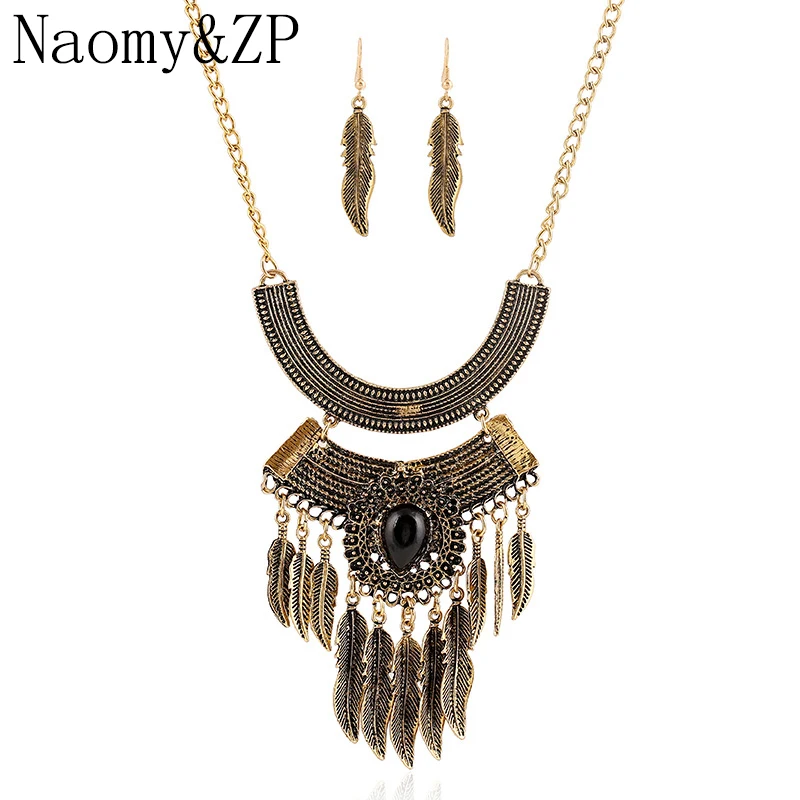 Naomy и ZP винтажное женское ожерелье Богемия Boho кисточкой колье в виде листика