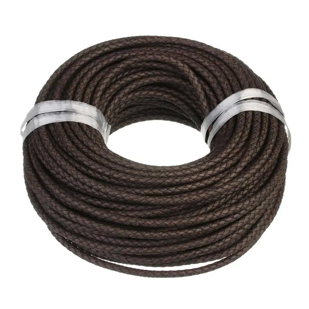 6mm Cuerda Cordón Redondo Cuero Real en Negro Marrón Collares Collar Pulsera conduce 