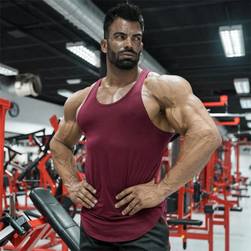 Майка Muscleguys Мужская Спортивная однотонная майка для фитнеса и бодибилдинга без