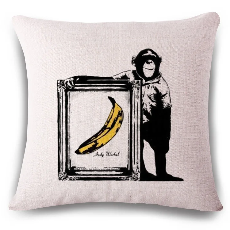 Забавный Чехол на подушку с изображением банана и обезьяны, льняная наволочка для дивана, автокресла, семейный домашний декоративный Чехол на подушку - Цвет: 12
