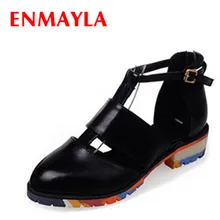 ENMAYLA/Новые пикантные летние туфли сандалии с Т-образным ремешком женская обувь на платформе с резиновой подошвой женские оксфорды с вырезами, женские оксфорды