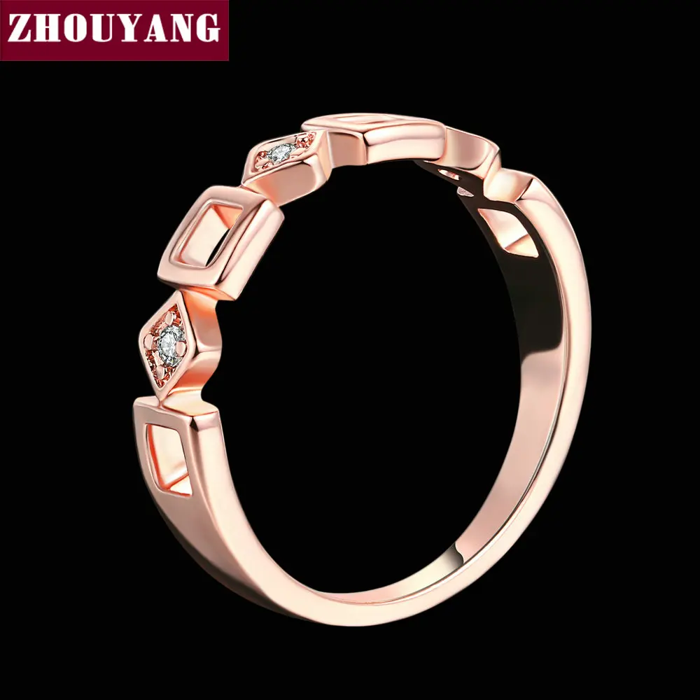 Rose Gold Crystal Chain Ring For Women Elegant Accessory_voghion.com