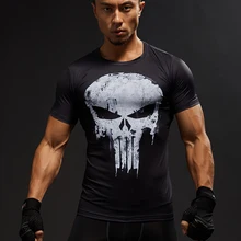 Compression Shirts Men’s 3D Printed T-Shirts Short Sleeve Cosplay Fitness Bodybuilding Male Crossfit Tops Punk Skull Skeleton