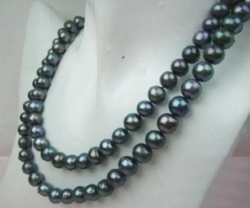 

8-9MM AA+ TAHITIAN BLACK PEARL NECKLACE 50 Inch AWA