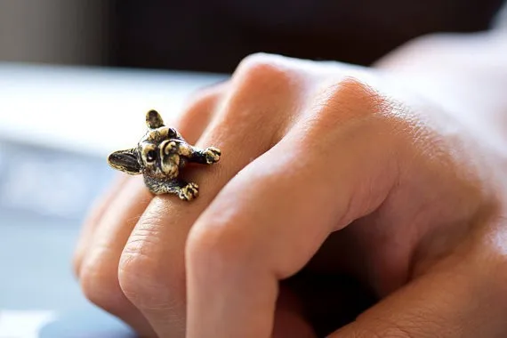 Ретро животное ручной работы кольцо с французским бульдогом кольцо модное Античное золото серебро Винтаж Регулируемые кольца для женщин JZ315
