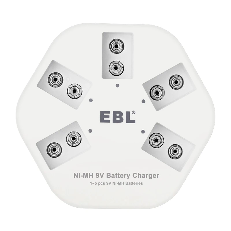 

EBL 5 slots USB Battery Charger for 9V NI-MH Battery High Quality Individual Smart quick charger for 9V batteries DC-504