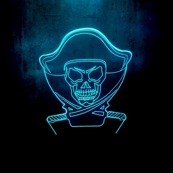 

HOT SALE Movie Pirates of the Caribbean 3D USB LED Lamp Gradient Colorful Table Night Light Innovative Boy Gift Gadget Props Toy