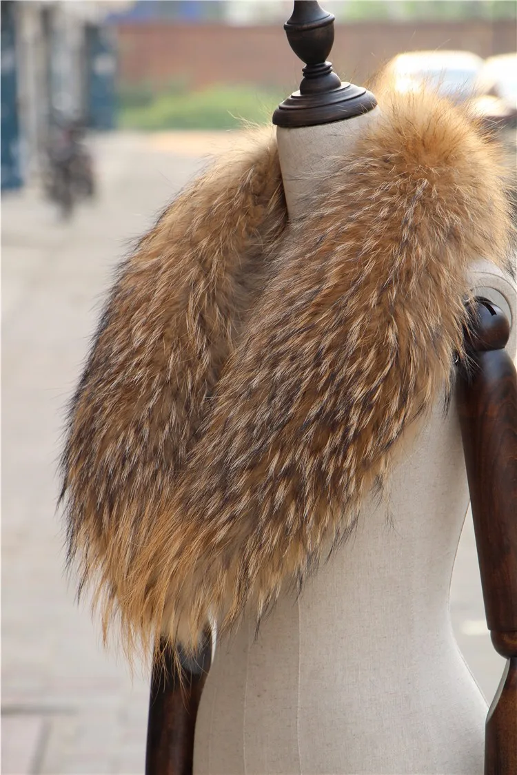 Головные уборы из натурального меха енота воротник пальто с мехом женские Свитер шарфы с круглым воротником с воротником из меха енота