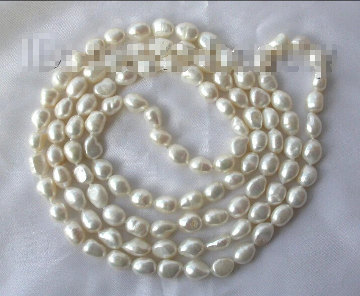 

Free shipping >>>>>>stunning long 50" 11mm baroque white freshwater cultured pearl necklace h413