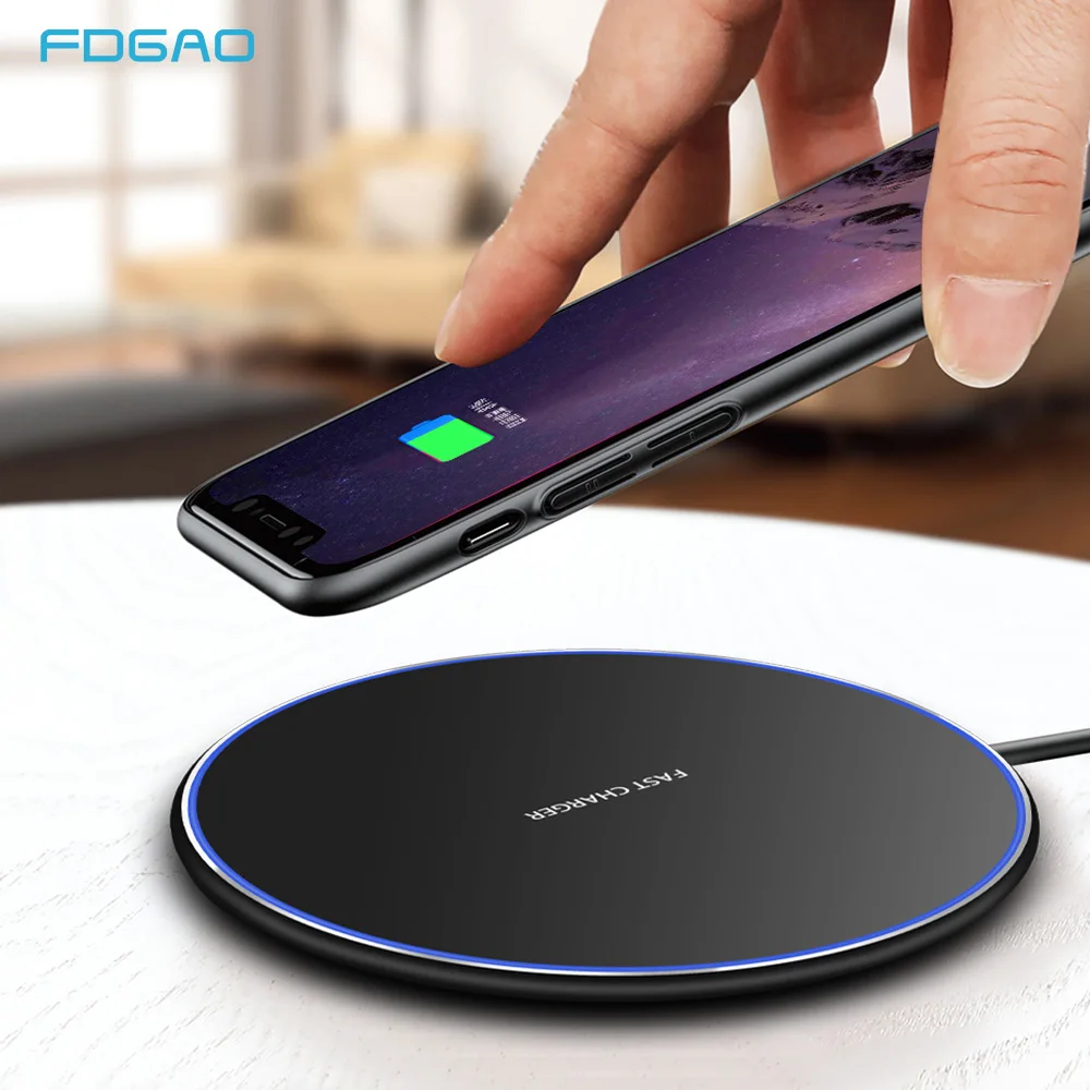 

FDGAO 10W Wireless Charger Qi Quick Charge Fast Charging Pad for iPhone X XR XS Max 8 For Sumsung S9 S8 S7 Xiaomi mix 2S 3