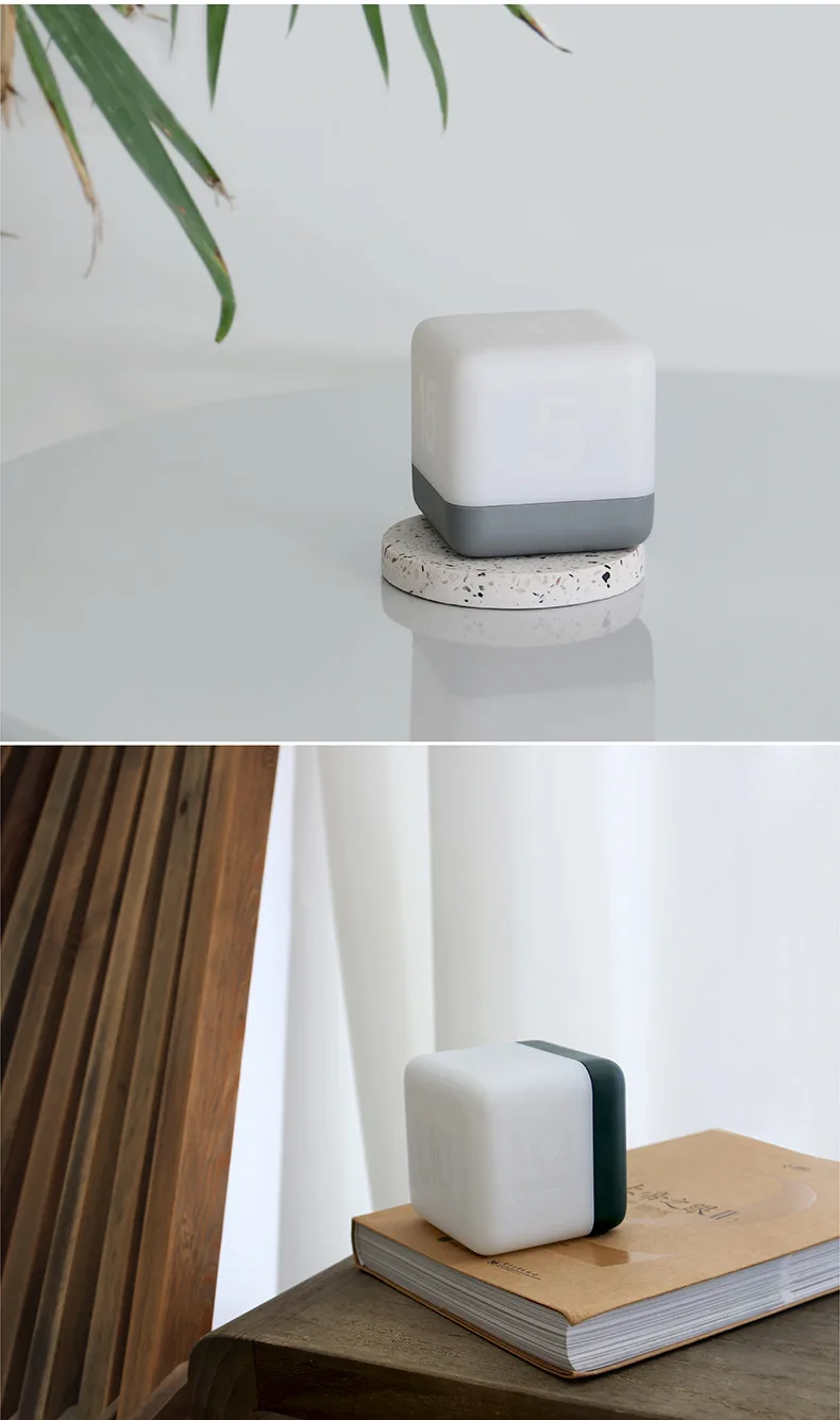 Простой современный флип-часы ночник usb зарядка светодиодный энергосберегающий куб маленькая настольная лампа спальня кровать с светом