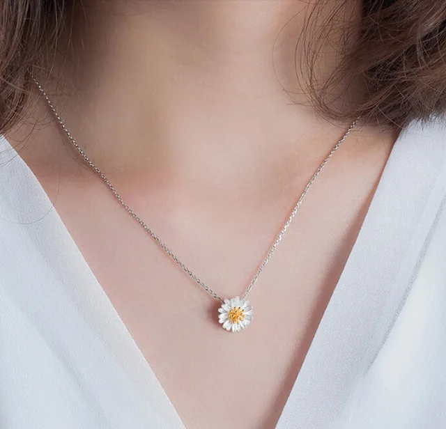 

925 Sterling Silver Pendants&Necklaces Daisy Necklace Jewelry Collar Colar de Plata 2019 New Free Shipping Wedding Birthday Gift