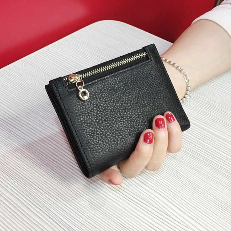 

free shipping new fashion brand women's short wallet female purse money bag 100% genuine cow leather in-kind shooting wholesale