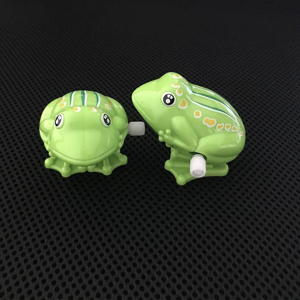 Children Lovely Cute Green Color Jumping Frog Clockwork Toy for Kids Plastic Classic Wind Up Toy for above 3 years old kids