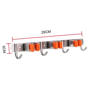 

Broom Mop Holder Sprung Steel Wall Mount 3 Quick Release+4 Hooks Wall Rack Garden Tools Storage J2Y