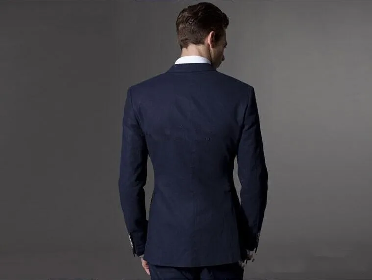 Пиджак+ брюки+ галстук) мужские темно-синие свадебные костюмы итальянский стиль мужские деловые костюмы официальные, выпускные костюмы мужские смокинги