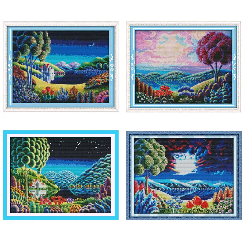 

Fantastic Scenery Patterns Counted Cross Stitch 11CT 14CT Cross Stitch Set Wholesale Cross-stitch Kits Embroidery Needlework