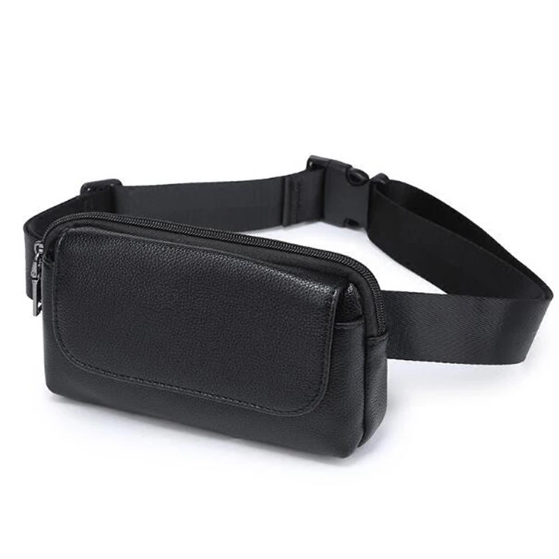 Annmouler, Женская поясная сумка, черная, из искусственной кожи, поясная сумка, двойной карман, поясная сумка для женщин, маленькая сумка для телефона, сумка для девочек, кошелек
