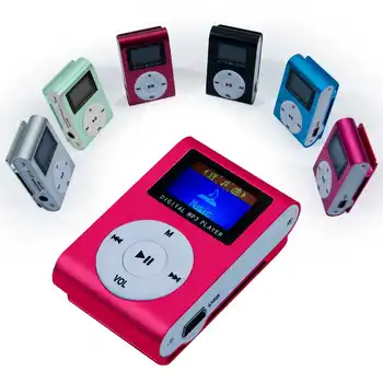 

OcioDual Mini Pink MP3 Player with CLIP LCD Screen and FM Radio Player Aluminum up to 32Gb Micro SD Metal Reader