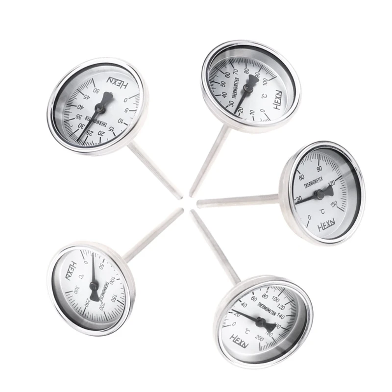 

Stainless Steel Bi-metallic Thermometer 1/4PT Thread L=100mm 0~50~300 Degree WSS-303