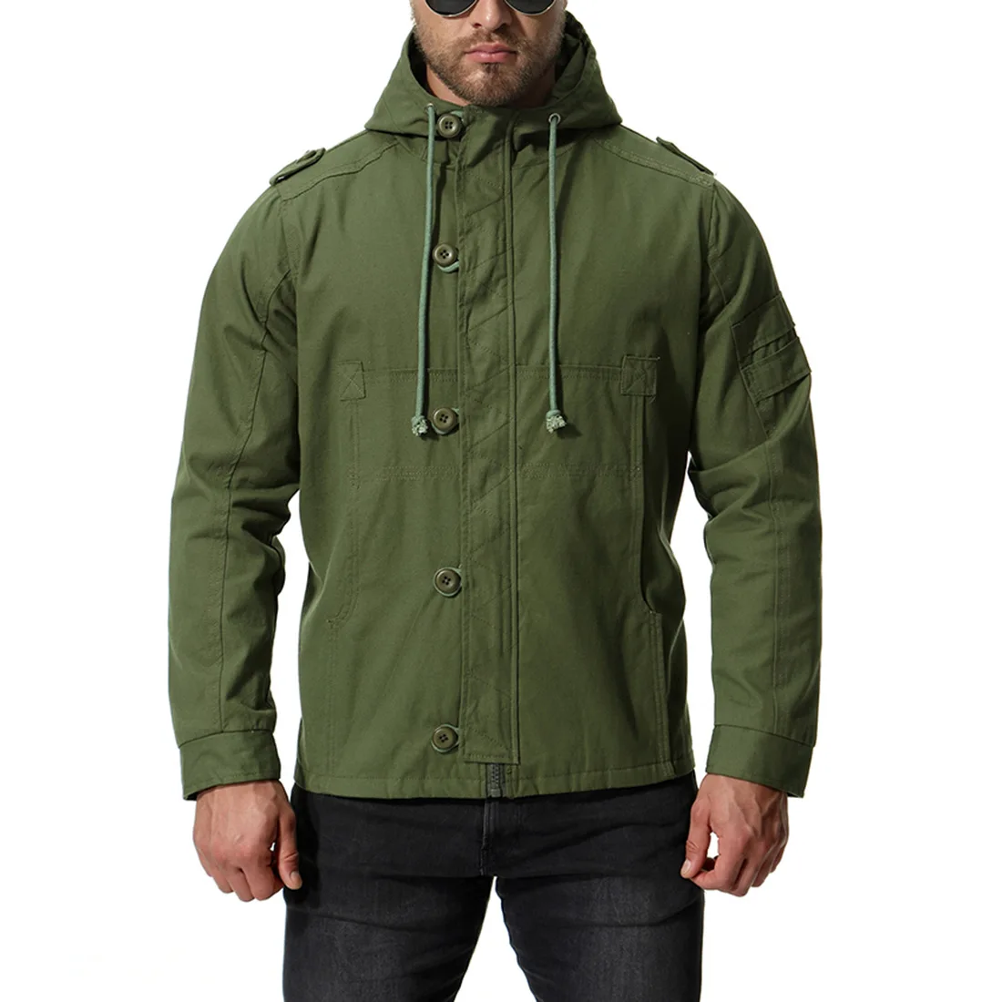 Nz686 Lâche Capuche Homme army Noir Casual Poitrine Automne Chaqueta Mujer Blousons Hommes Avec Manteau Unique kaki Green Veste 4g11O
