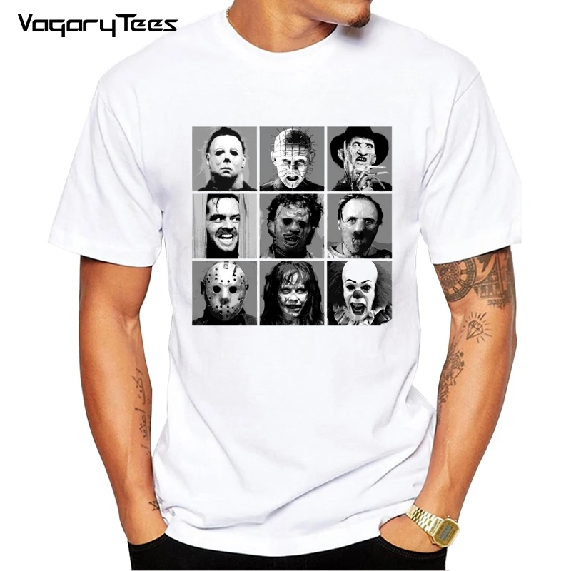 

Newest Summer Men T-shirt Horror Movie Video Printed Fashion T Shirt Short Sleeve Basic Tee Shirts Cool Tops