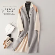 Длинное двухстороннее шерстяное пальто Женская Осенняя зимняя куртка женская одежда Шерсть альпака Корейская шерстяная куртка пальто Casaco Feminino