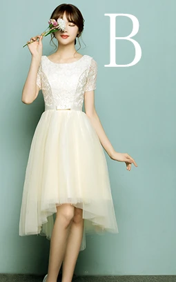 Vestidos de festa formales вечерние платья цвета шампана capped платье для женщин короткое спереди и длинное сзади высокая низкая стиль H4076 - Цвет: B