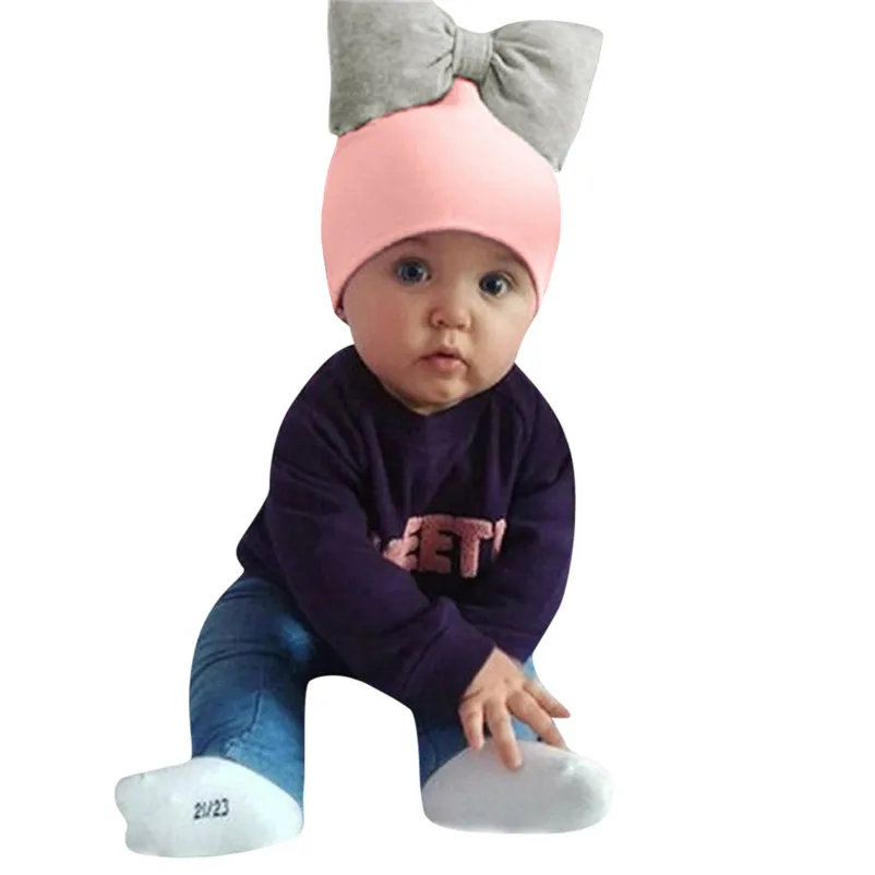 sweet baby hats soft headwear for baby good quality hats big bowknot baby hat warm czapki dla dzieci 3ot15