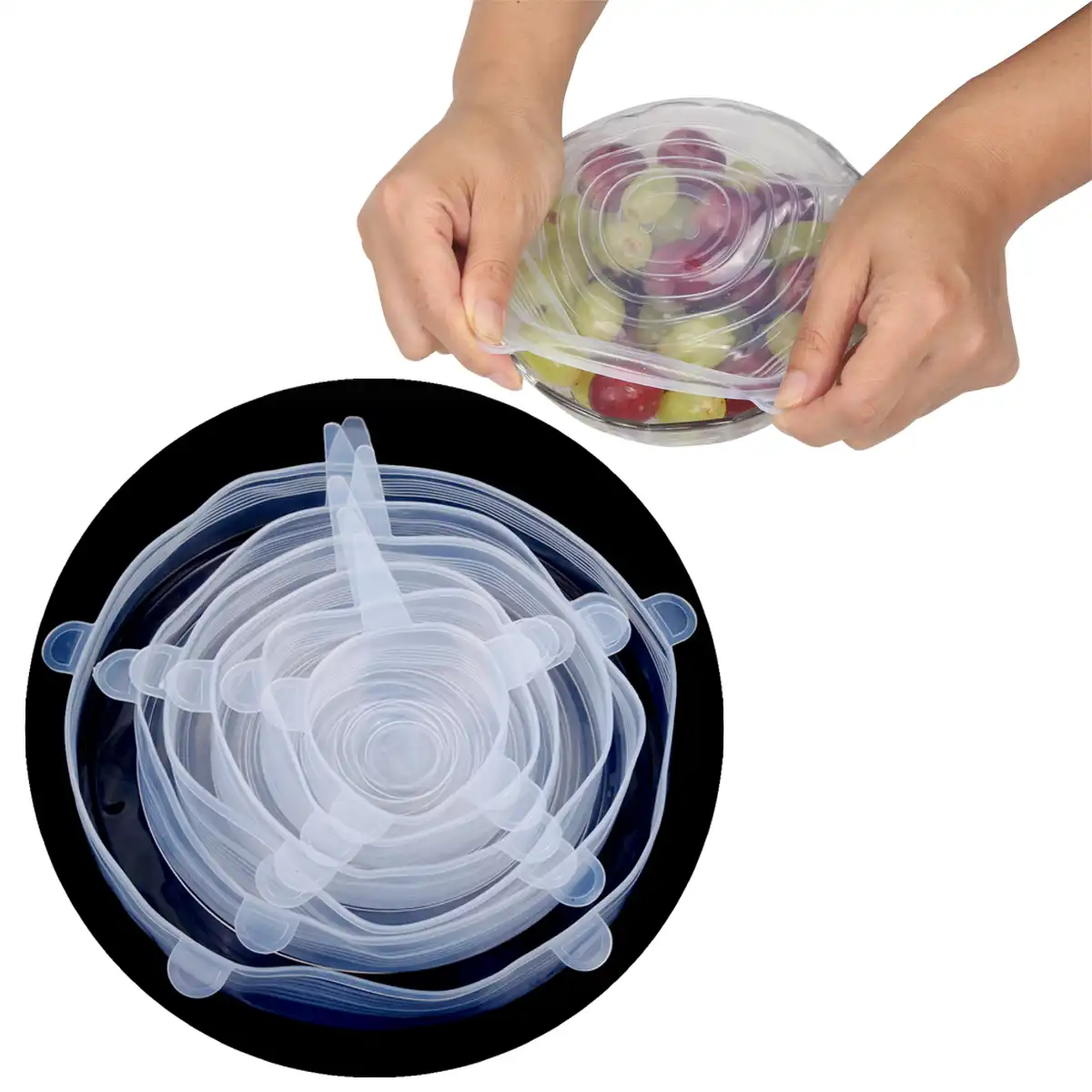 Fit All Shape 6pcs Reusable /& Adjustable Silicone Food Cover Stretchy Lids Wrap