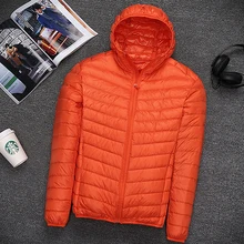 Размера плюс большие размеры зимняя куртка для мужчин модные белые куртка-пуховик на цельном тонком со стоячим воротником и с капюшоном и воротником; пальто