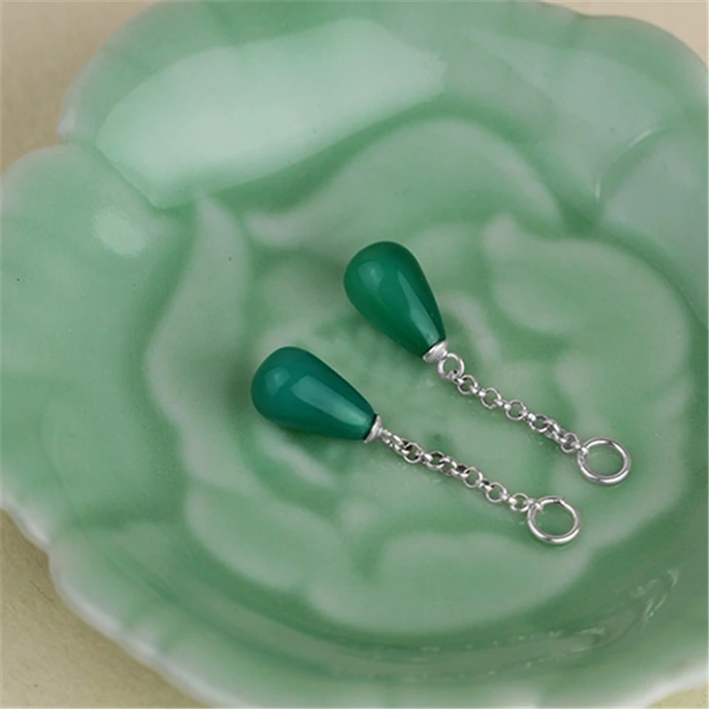 Lotus Fun Real 925 Sterling Silver Natural Agate Original Handmade Fine Jewelry Water Drop Lotus Drop Earrings for Women Brincos