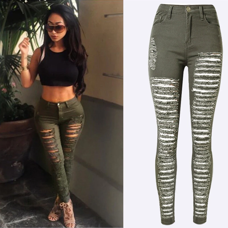 khaki green high waisted jeans