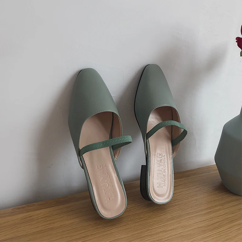 

Elegant Slides Women Fashion Vintage Shoes Ladies Slip On Mules Women Autumn Women Shoes 2019 Black Flats Women Mules femme