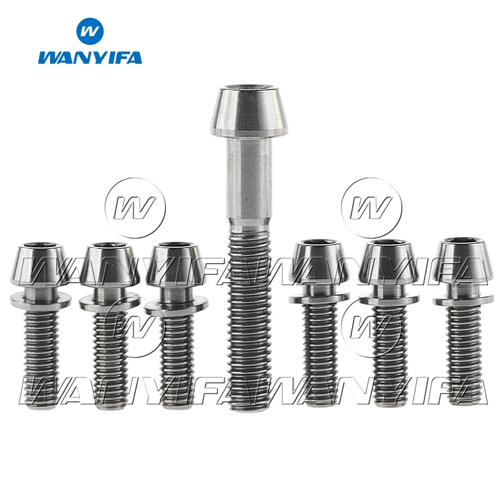 

Wanyifa 1pcs M6X35mm Titanium Ti Taper Head Bike Headset Caps Screws&6pcs M5X16mm with Washers Bicycle Bolts Cycling Screws